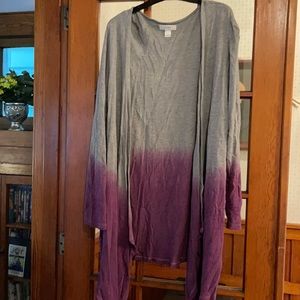 CJ Banks Gray/Purple 3x Open Cardigan